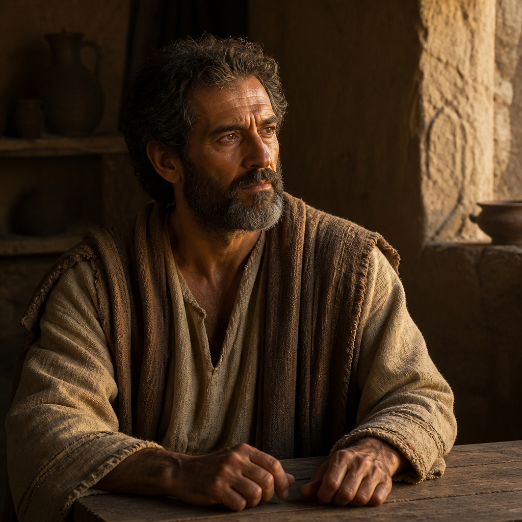 Oil-painting style portrait of Cosam, Ancestor of Jesus Christ listed in the genealogy of Luke