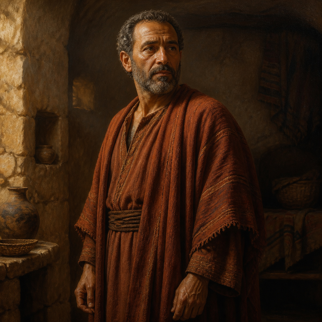 Oil-painting style portrait of Jonam, ancestor of Jesus Christ mentioned in the Gospel of Luke