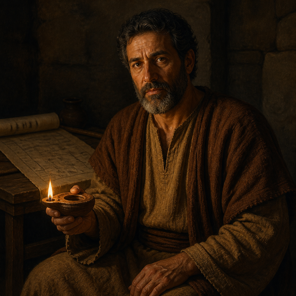 Oil-painting style portrait of Judah, Son of Joseph, Ancestor of Jesus Christ mentioned in the Gospel of Luke