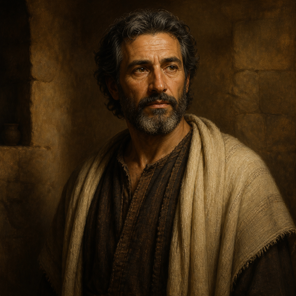 Oil-painting style portrait of Levi, Son of Simeon, ancestor of Jesus listed in the Gospel of Luke
