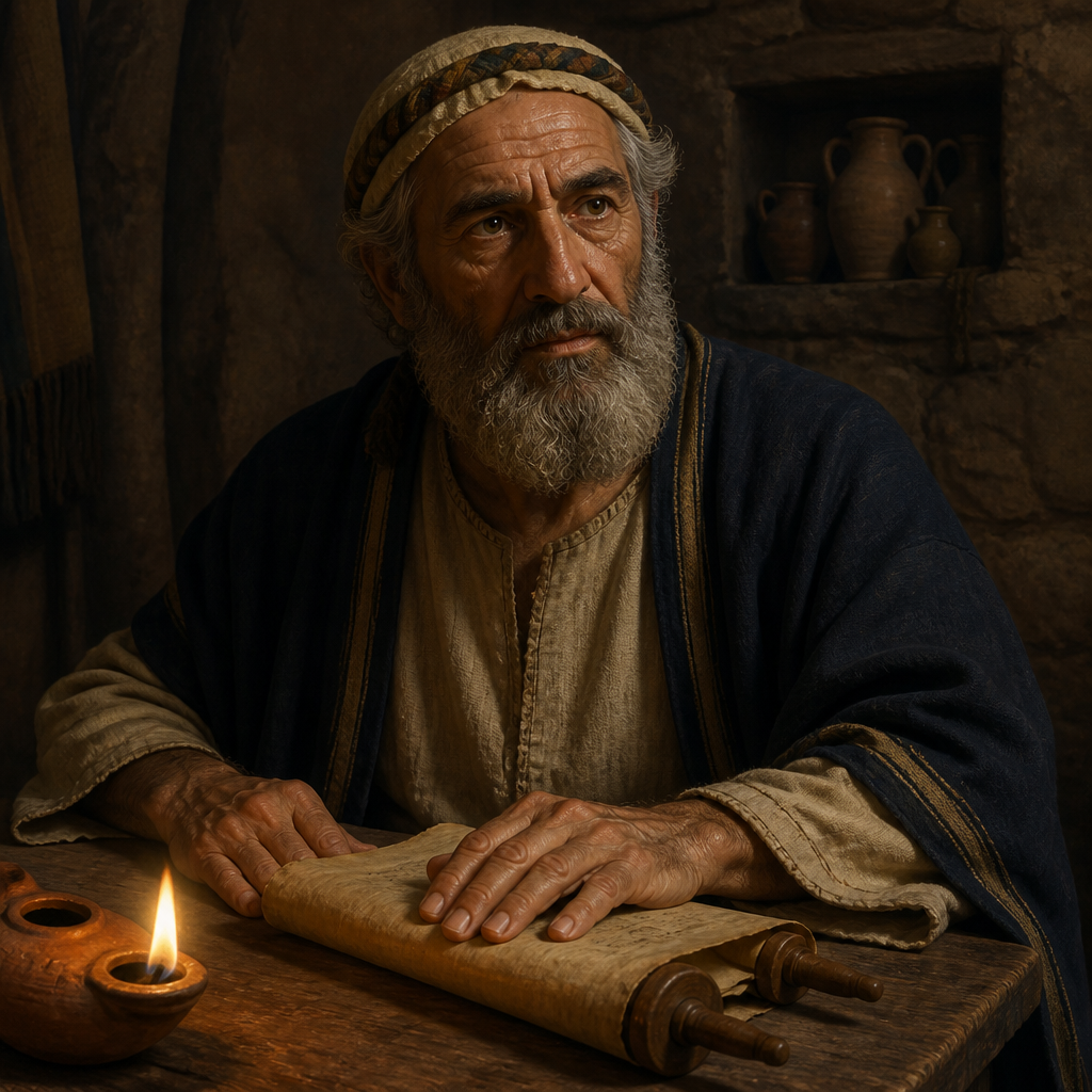 Oil-painting style portrait of Matthat, Ancestor of Jesus, Ancestor of Jesus Christ mentioned in the Gospel of Luke