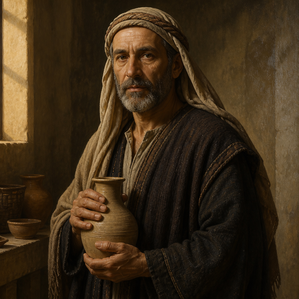 Oil-painting style portrait of Melea, Descendant of David listed in the genealogy of Jesus