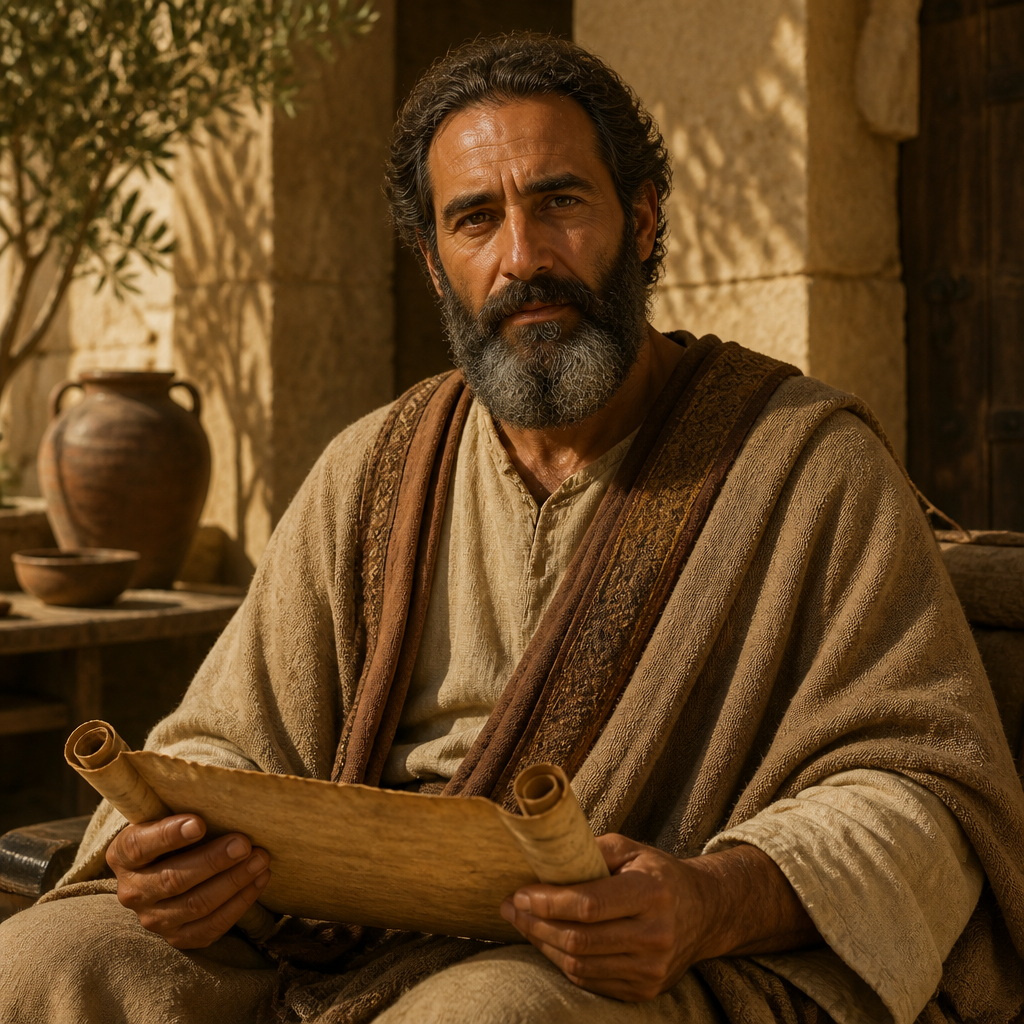Oil-painting style portrait of Addi, Ancestor of Jesus Christ in the Gospel of Luke