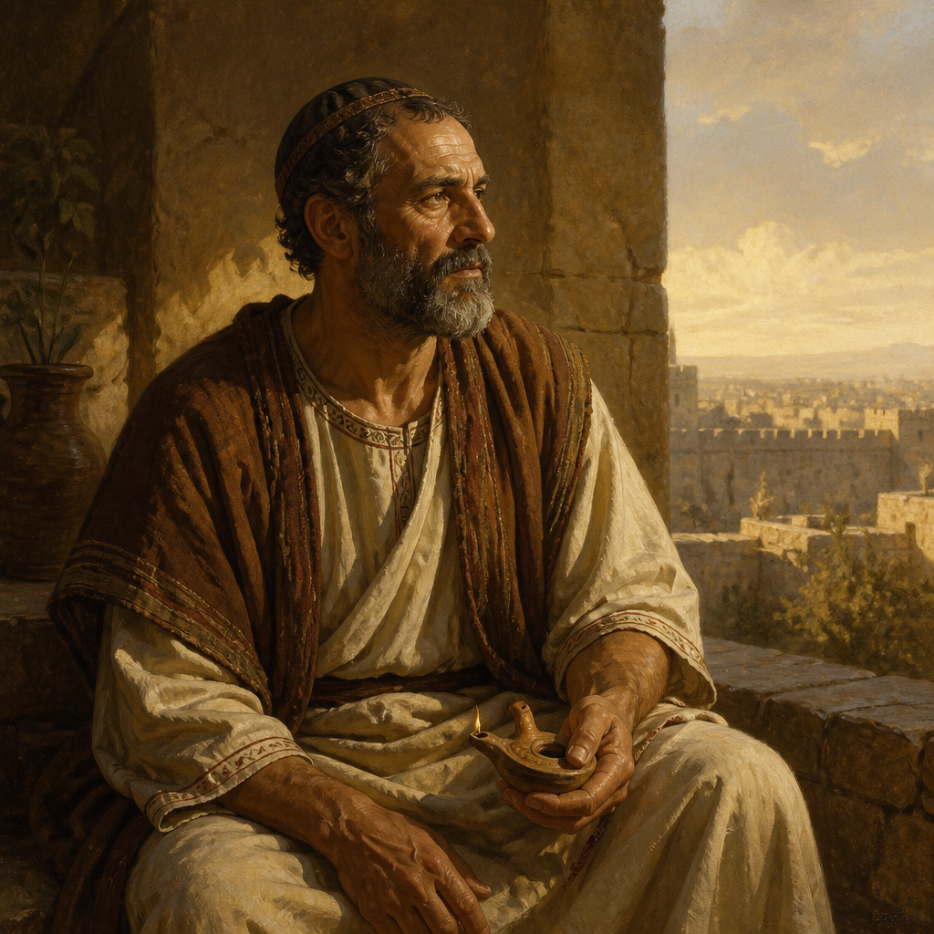 Oil-painting style portrait of Azor, ancestor of Jesus Christ listed in the Gospel of Matthew