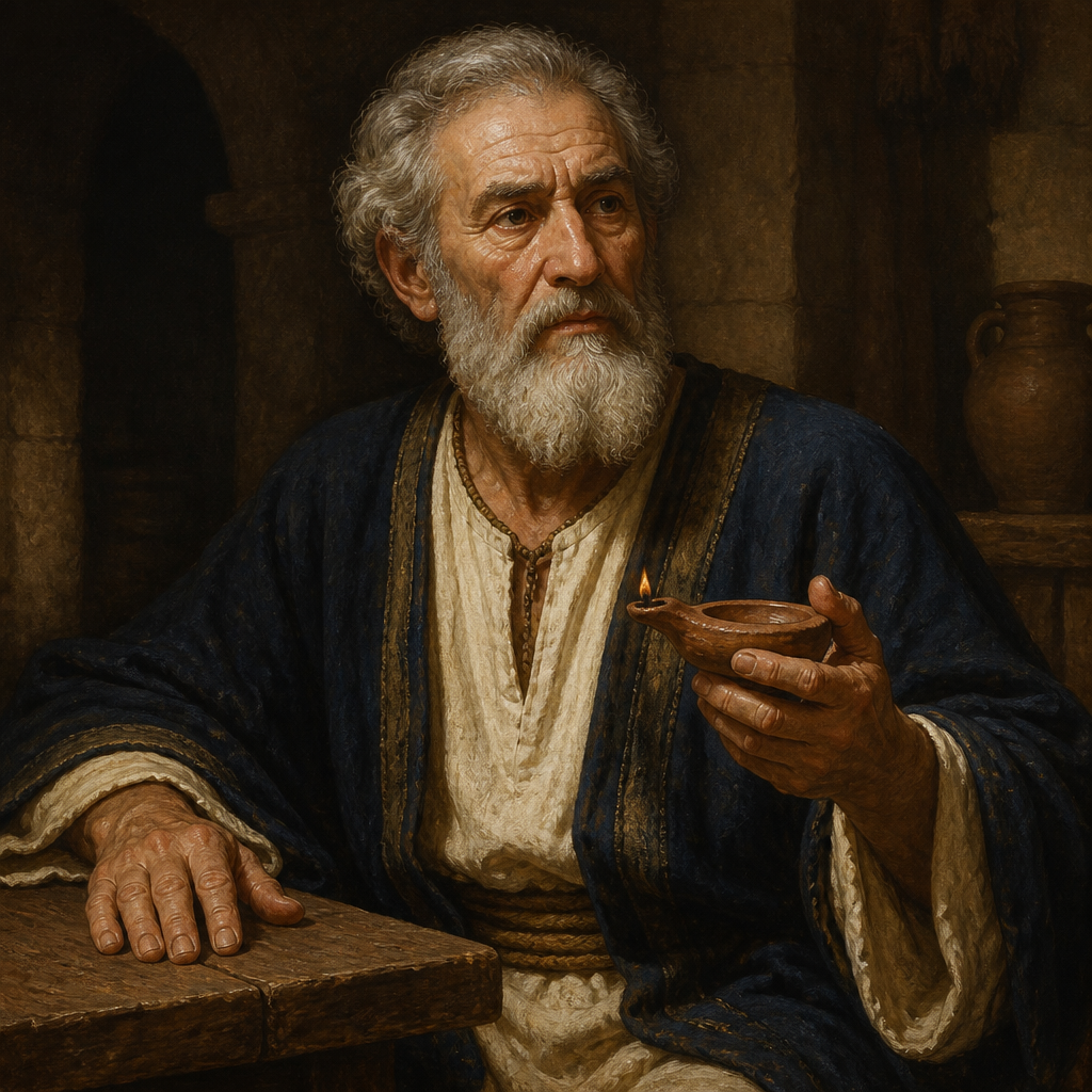 Oil-painting style portrait of Eleazar, Son of Eliud, Ancestor of Jesus Christ in the genealogy of Matthew