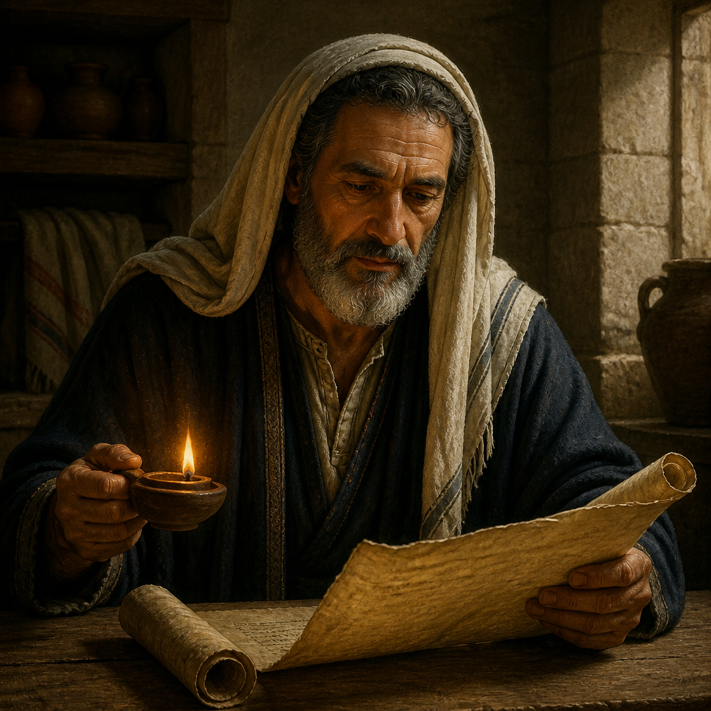 Oil-painting style portrait of Jacob, father of Joseph and grandfather of Jesus in the Gospel of Matthew