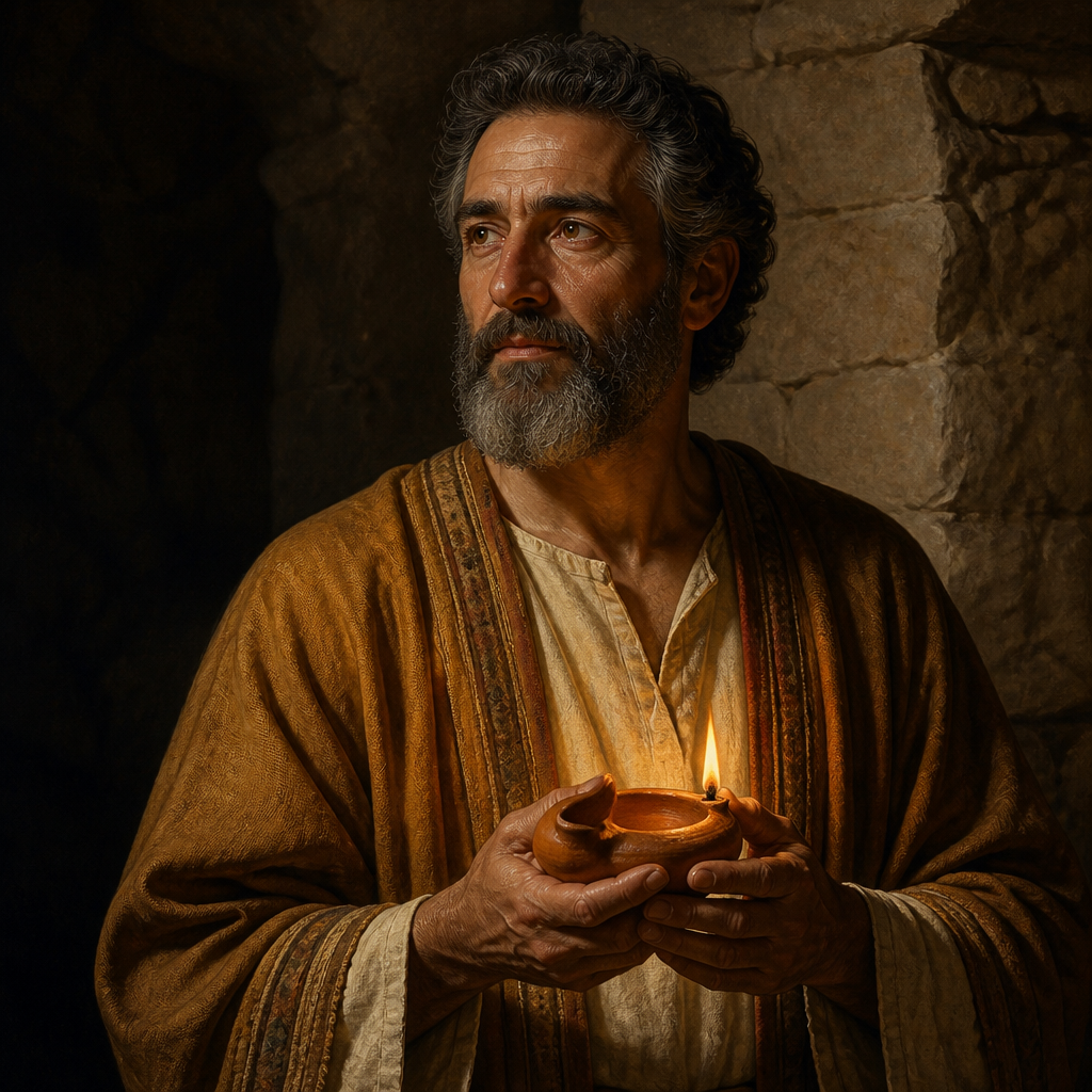 Oil-painting style portrait of Jannai, ancestor of Jesus Christ in the Gospel of Luke
