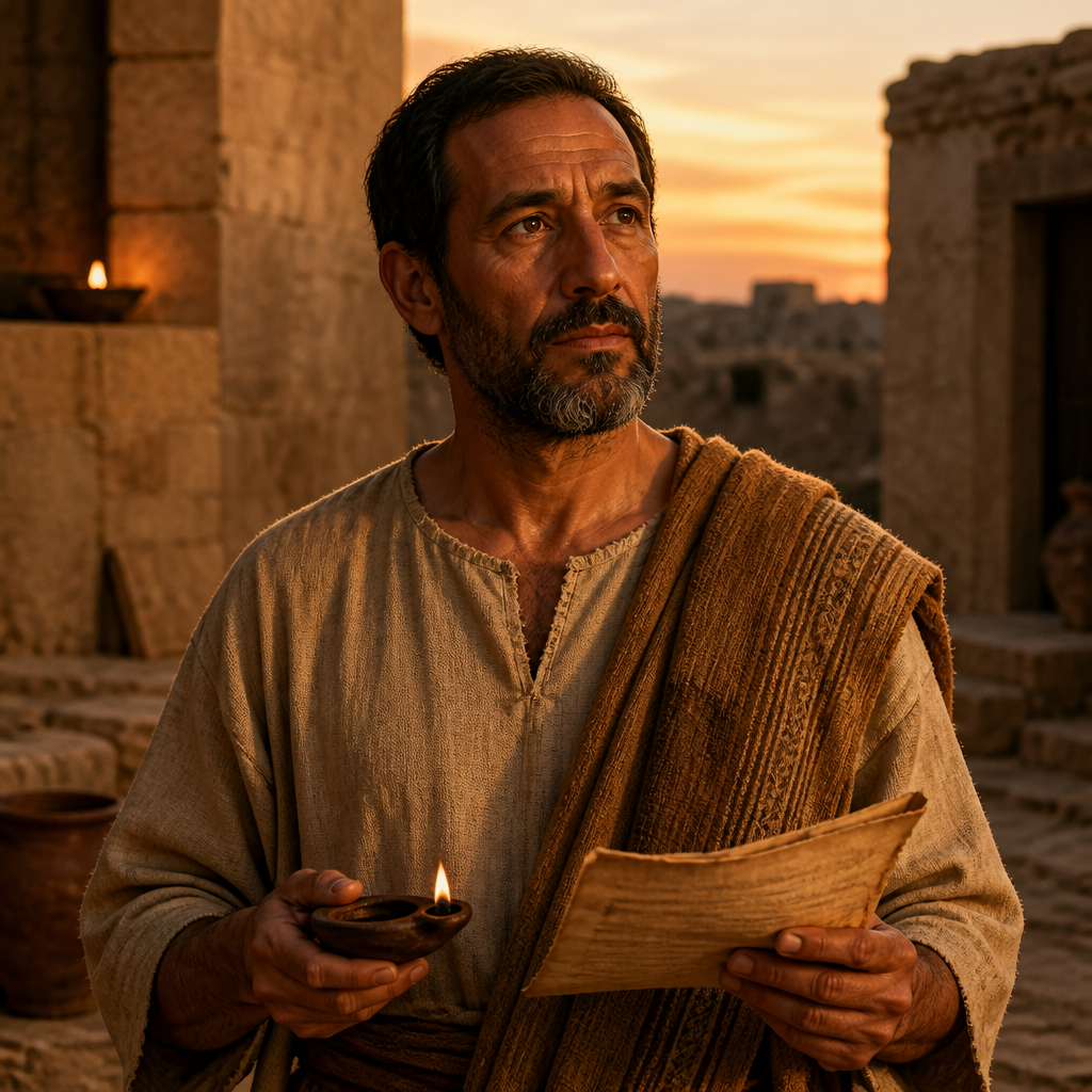 Oil-painting style portrait of Joanan, Ancestor of Jesus Christ mentioned in the Gospel of Luke