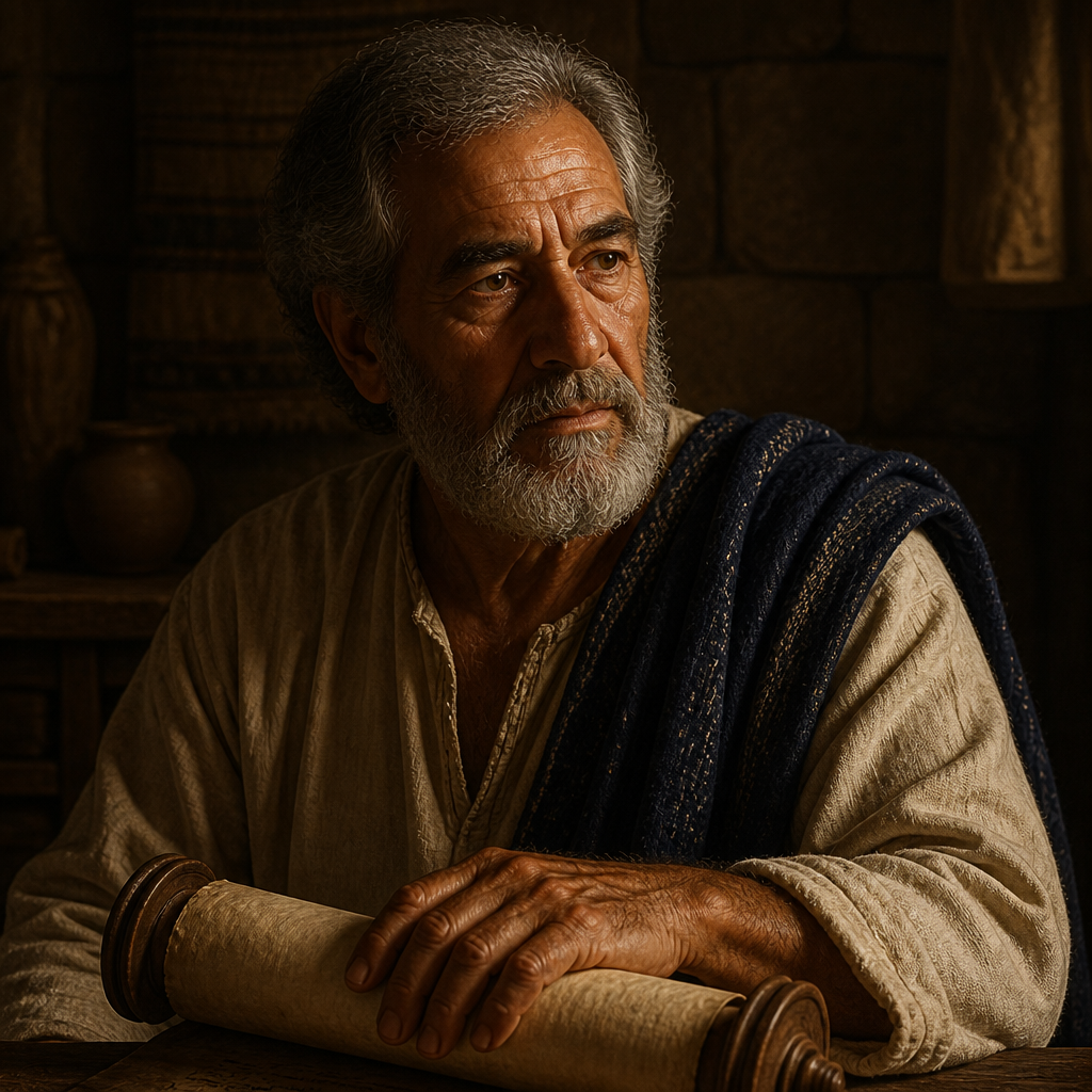 Oil-painting style portrait of Levi, Son of Melchi, Ancestor of Jesus Christ in the Gospel of Luke