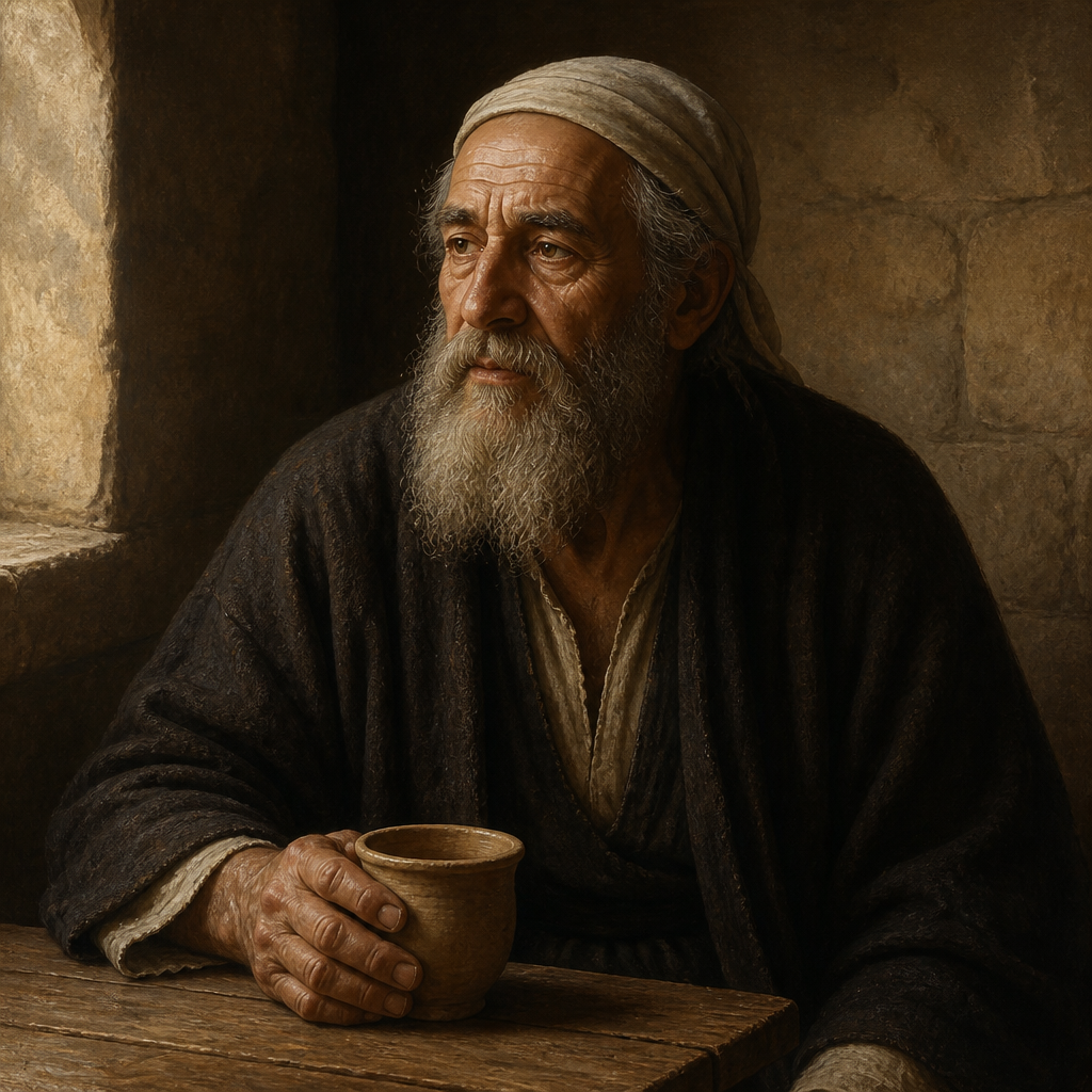 Oil-painting style portrait of Maath, ancestor of Jesus listed in the Gospel of Luke