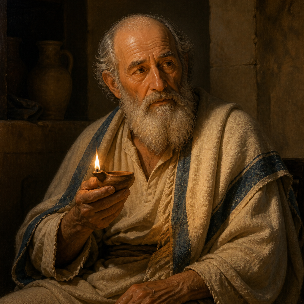 Oil-painting style portrait of Matthan, Grandfather of Joseph in the genealogy of Jesus