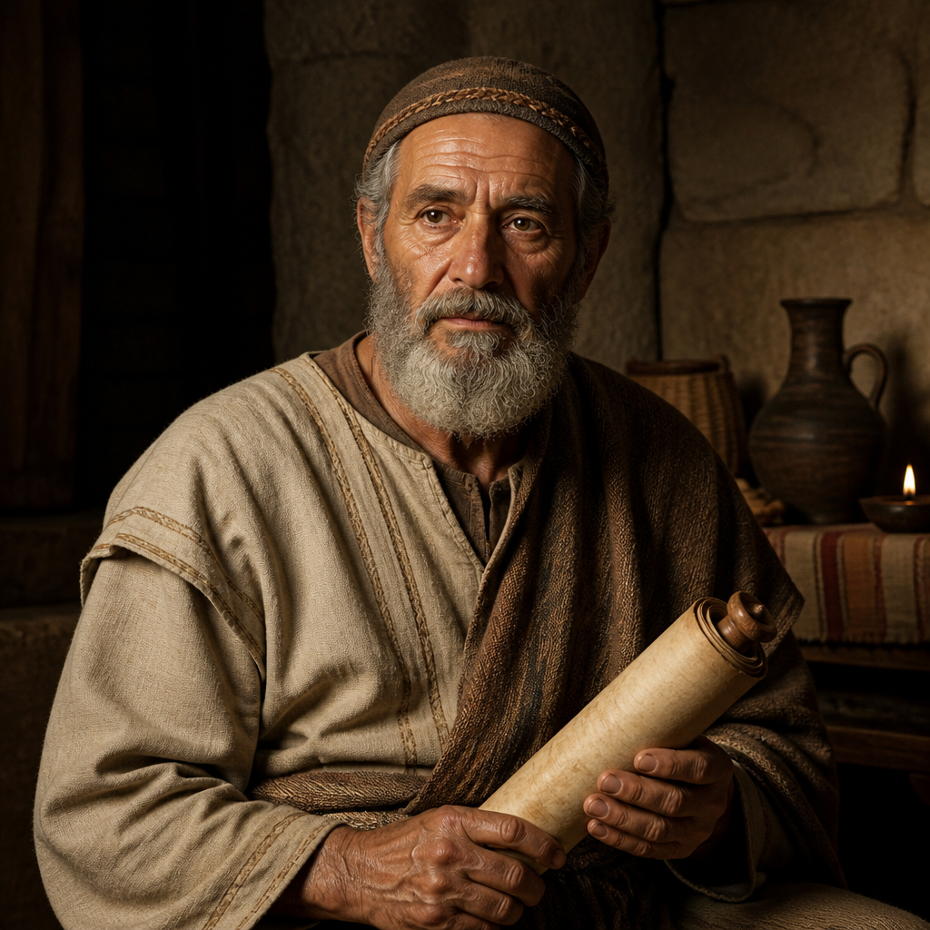 Oil-painting style portrait of Matthat, Grandfather of Joseph, Grandfather of Joseph in the genealogy of Jesus recorded by Luke