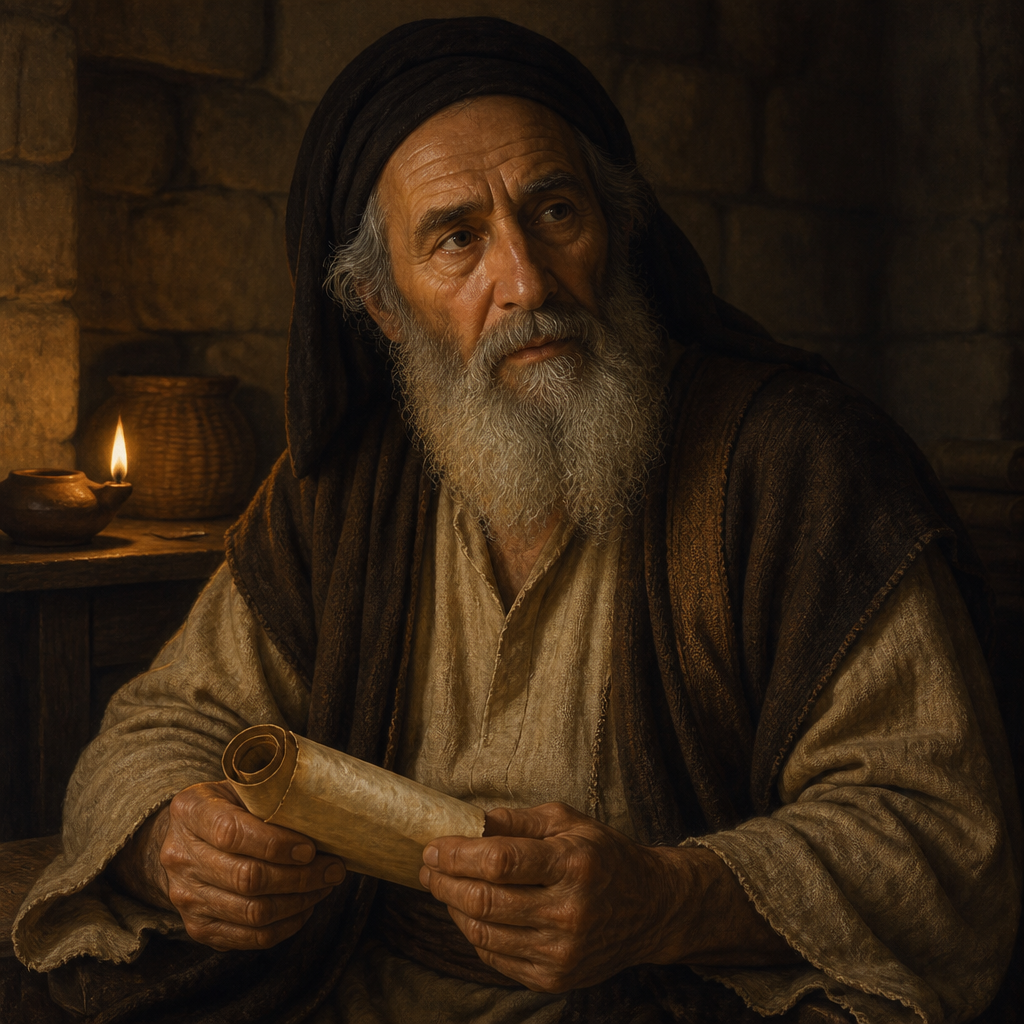 Oil-painting style portrait of Nahum, Ancestor of Jesus, ancestor of Jesus Christ appearing in the Lucan genealogy