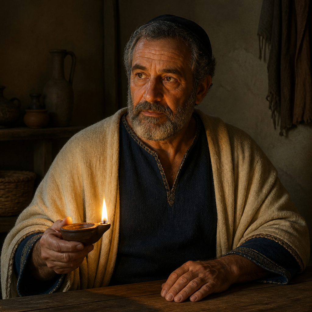Oil-painting style portrait of Jacob, the Father of Joseph in Jesus' Genealogy, Father of Joseph the husband of Mary in the genealogy of Jesus