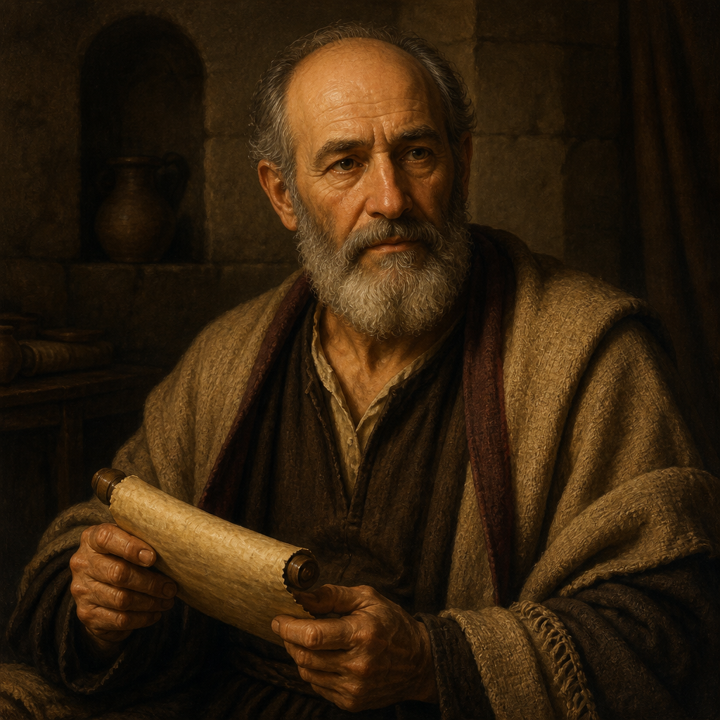 Oil-painting style portrait of Matthan the Ancestor of Jesus, Grandfather of Joseph and ancestor of Jesus Christ