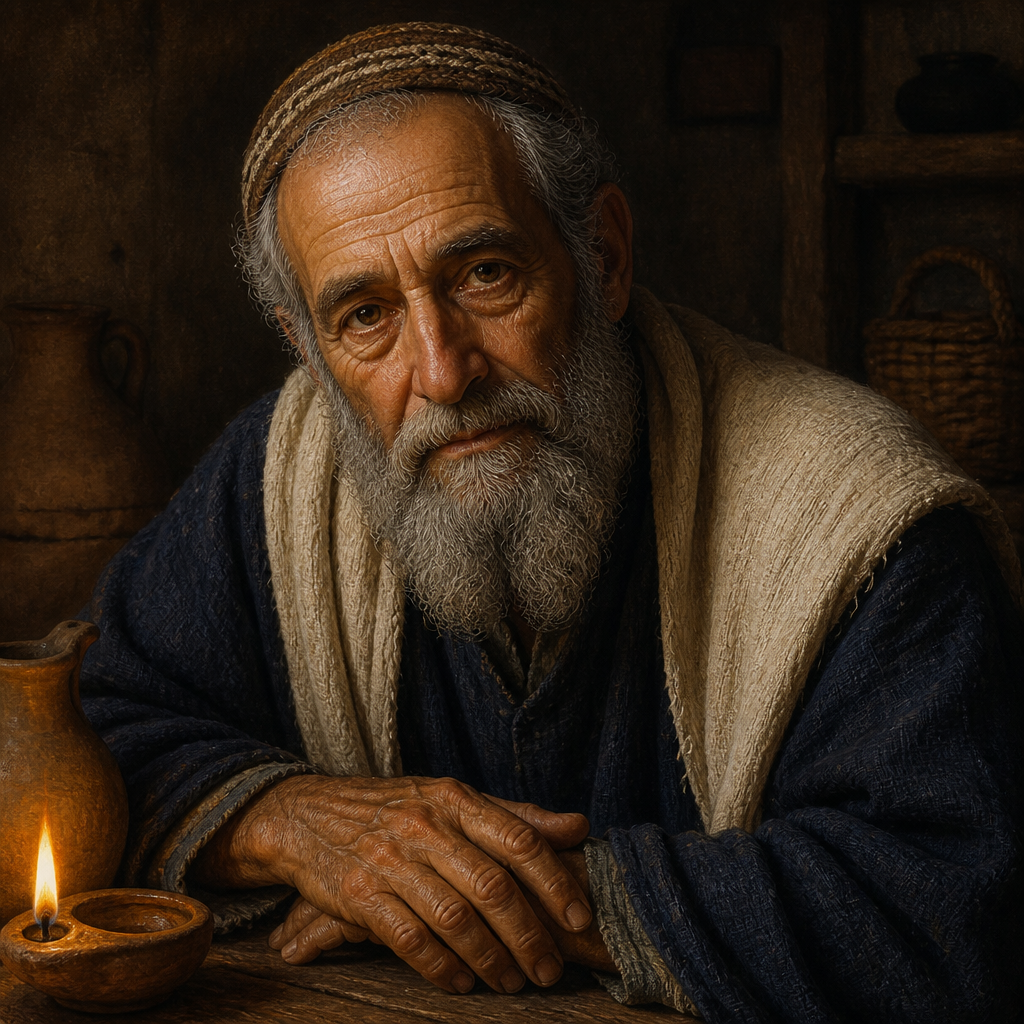 Oil-painting style portrait of Matthan, the Grandfather of Jacob, Grandfather of Jacob in the genealogy of Jesus Christ