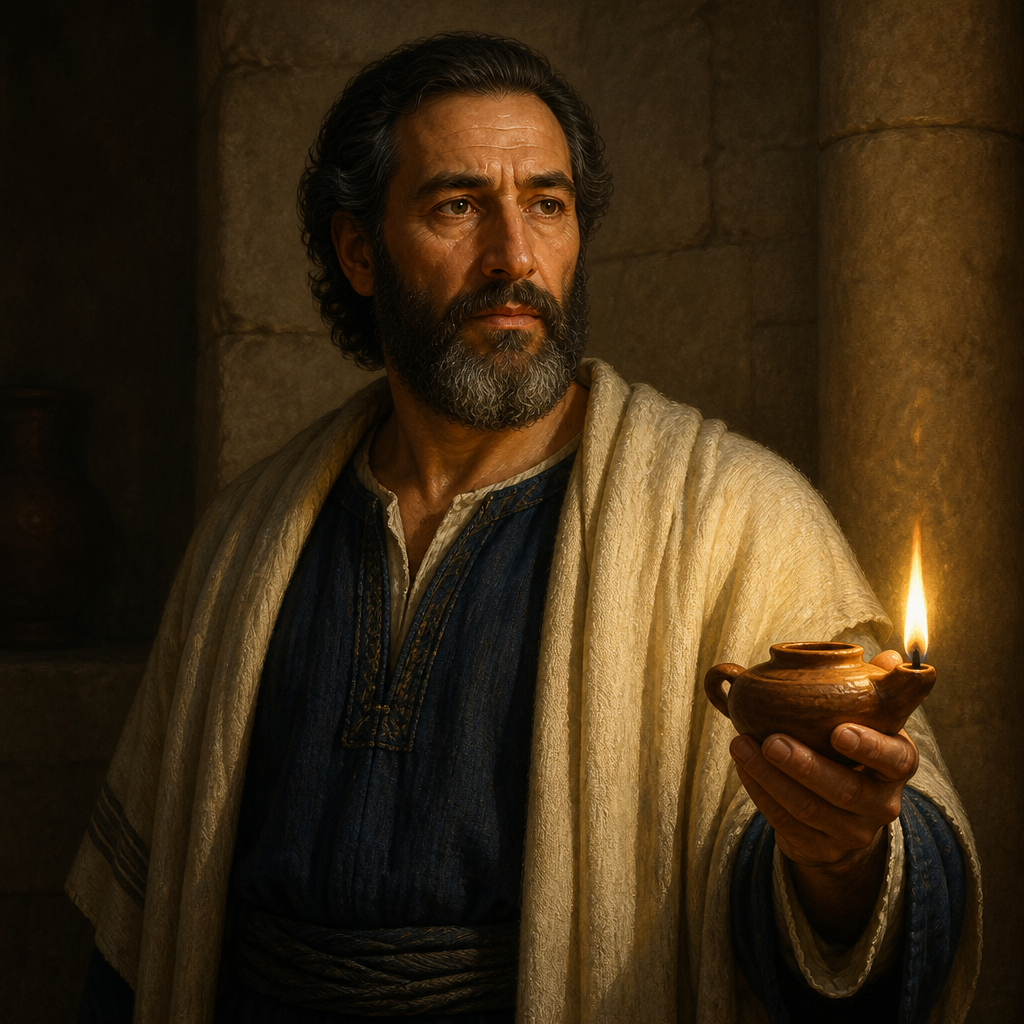 Oil-painting style portrait of Zadok, Son of Azor, Ancestor of Jesus Christ mentioned in the Gospel of Matthew