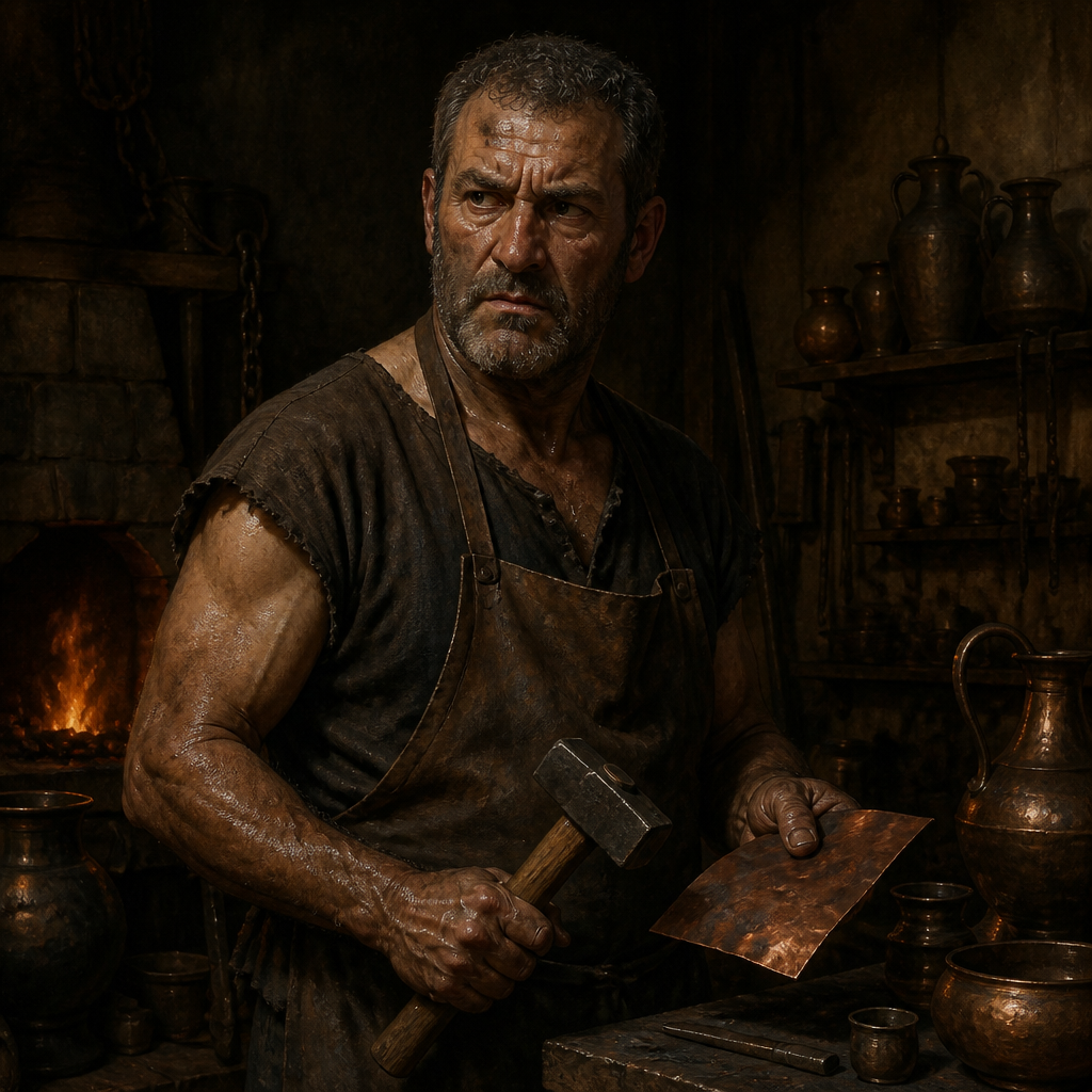 Oil-painting style portrait of Alexander the Coppersmith, Apostate who opposed the Apostle Paul and was handed over to Satan for blasphemy