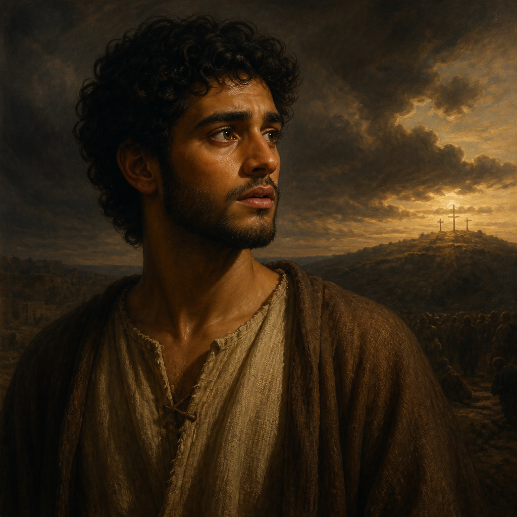 Oil-painting style portrait of Alexander, Son of Simon of Cyrene, Son of Simon of Cyrene who was forced to carry the cross of Jesus