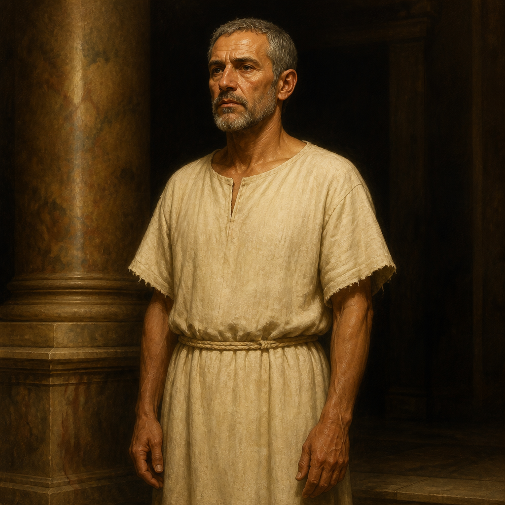 Oil-painting style portrait of Antipas, Martyr of Pergamum called a faithful witness by Jesus
