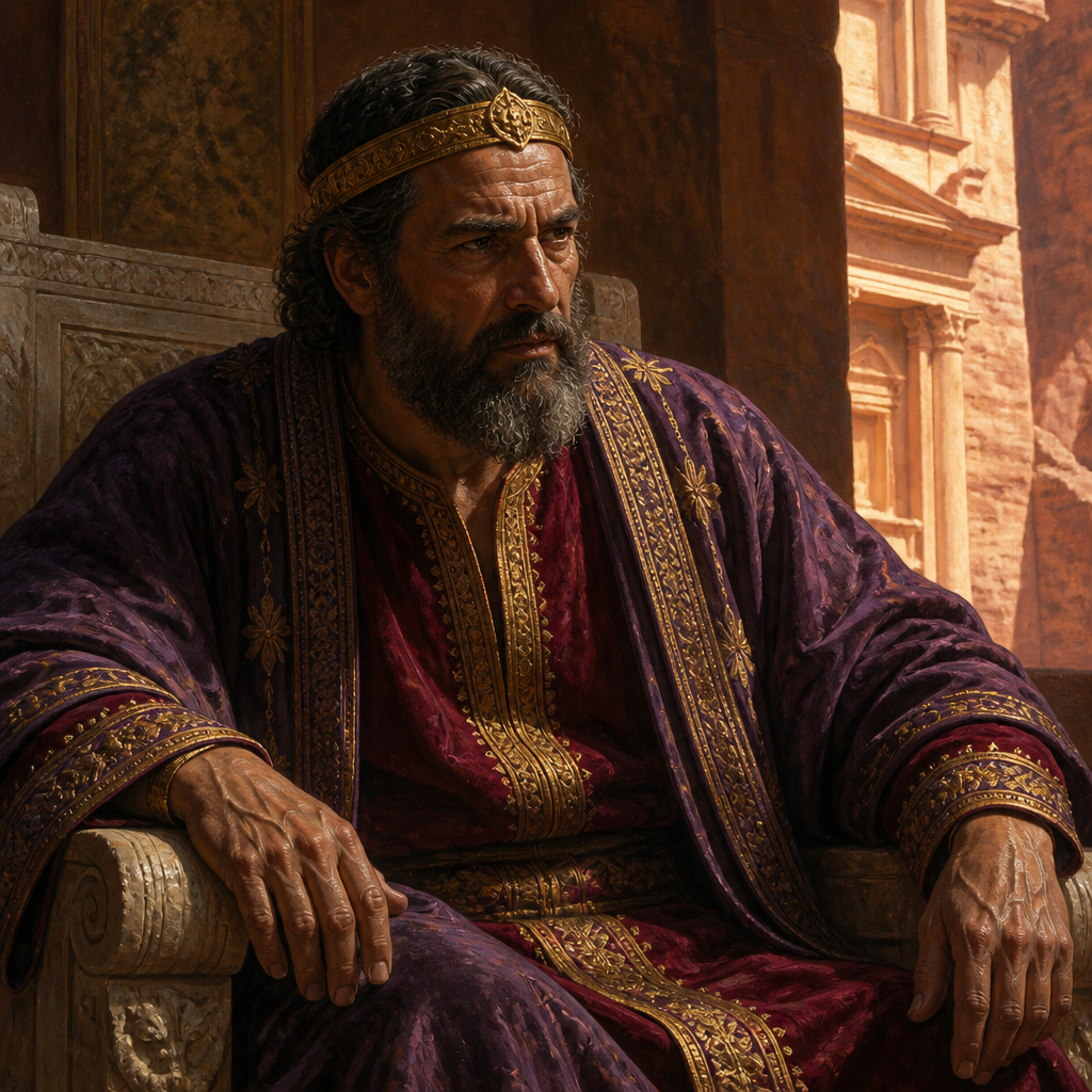Oil-painting style portrait of Aretas, King of the Nabataeans whose governor attempted to arrest Paul in Damascus