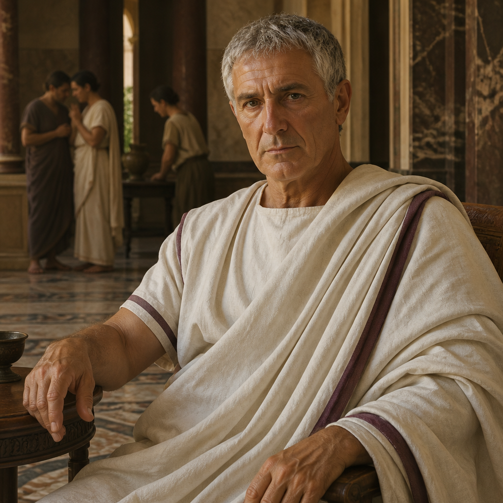 Oil-painting style portrait of Aristobulus, Roman head of a household containing early Christian believers