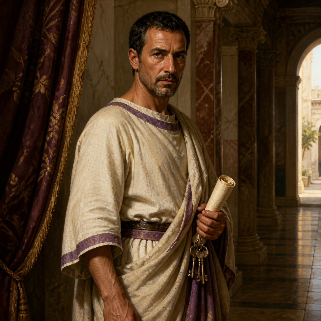 Oil-painting style portrait of Blastus, Chamberlain of Herod Agrippa I who assisted the people of Tyre and Sidon