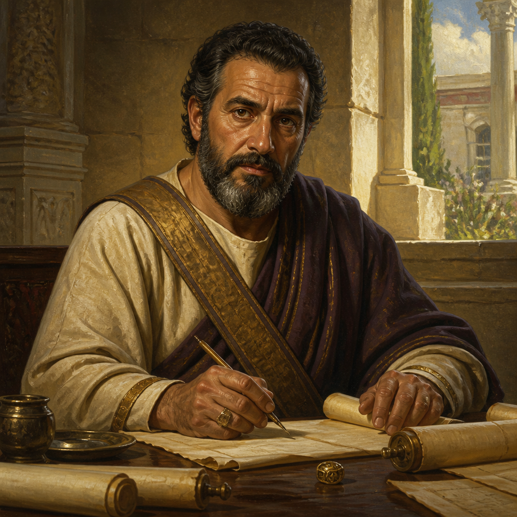 Oil-painting style portrait of Chuza, Steward of Herod Antipas whose wife supported Jesus
