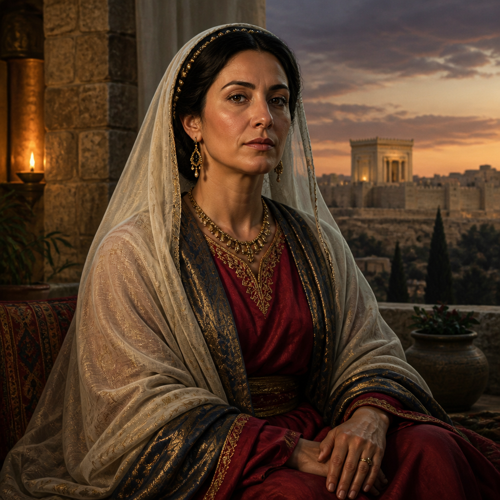 Oil-painting style portrait of Daughter of Annas, Daughter of Annas and wife of Caiaphas who linked the two high priests together
