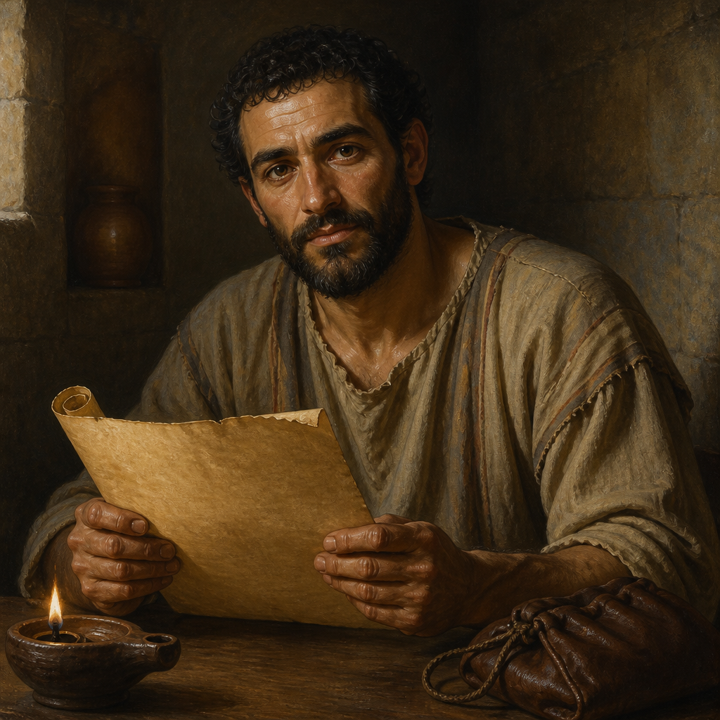 Oil-painting style portrait of Epaphroditus, Messenger of the Philippian church who nearly died serving the Apostle Paul