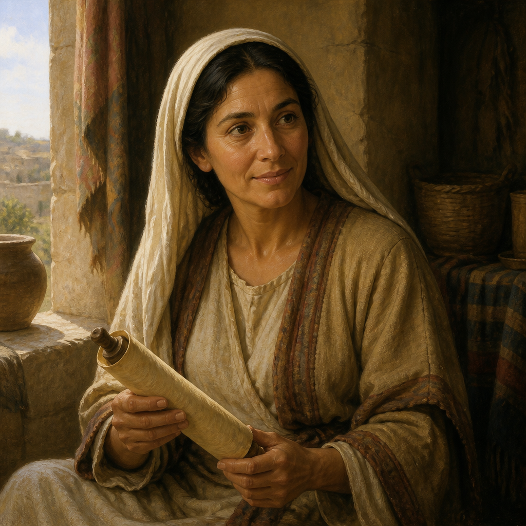 Oil-painting style portrait of Eunice, Mother of Timothy noted for her sincere faith