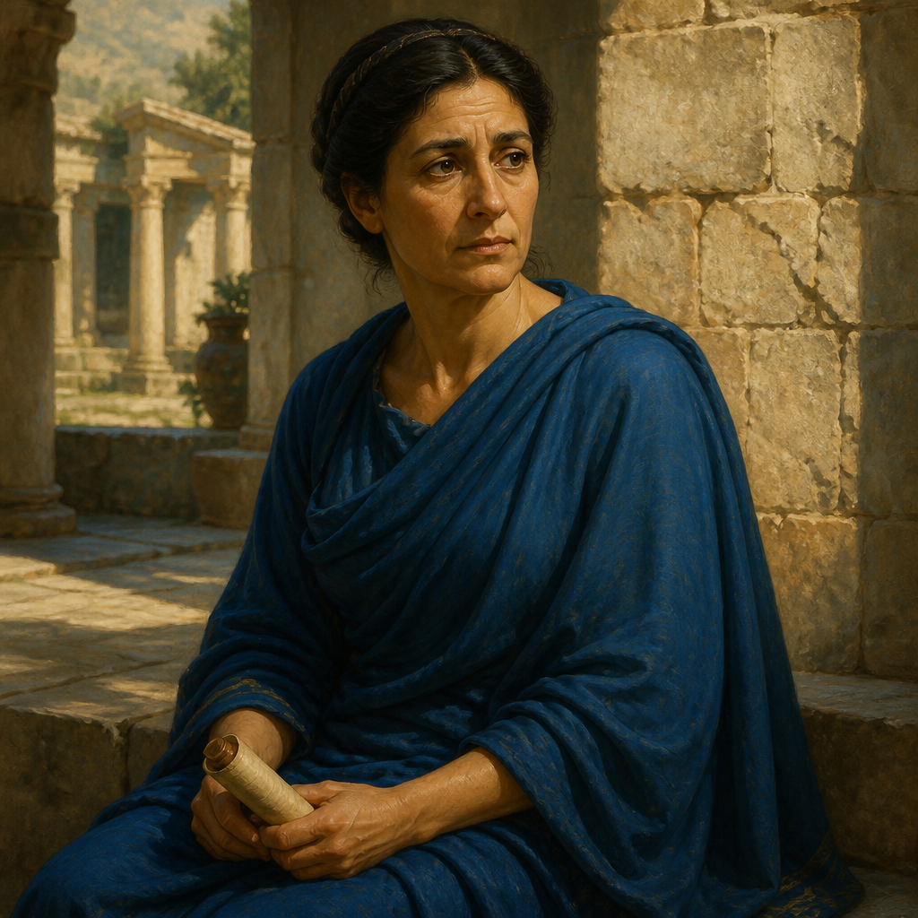 Oil-painting style portrait of Euodia, Christian woman in Philippi urged by Paul to reconcile with Syntyche