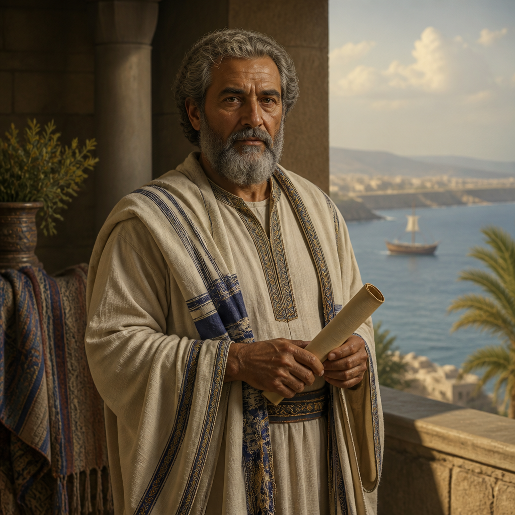 Oil-painting style portrait of Father of Barnabas, Levite patriarch who was the father of Barnabas and Mary