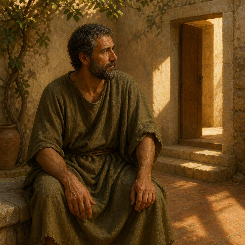 Oil-painting style portrait of Father of Eunice, Greek husband of Lois and the father of Eunice