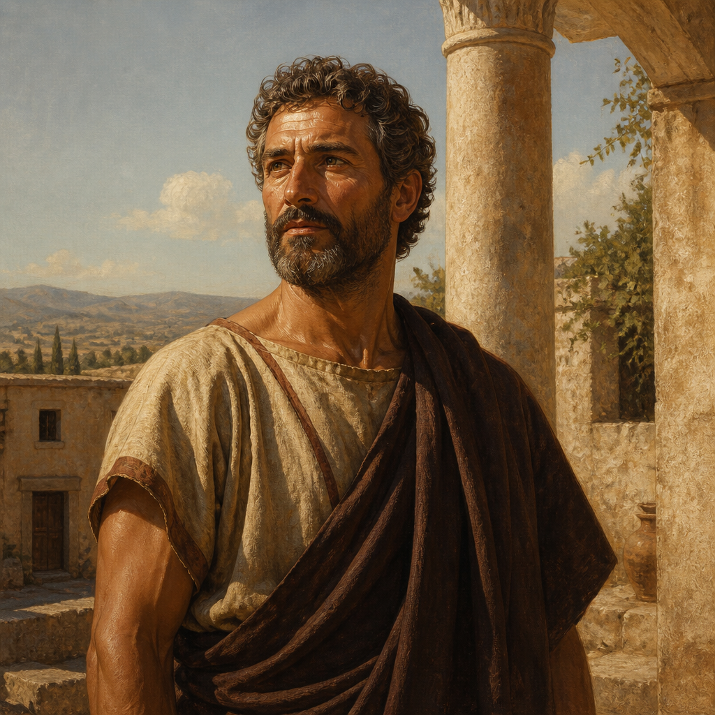 Oil-painting style portrait of Father of Timothy, Greek man from Lystra who was the father of the evangelist Timothy
