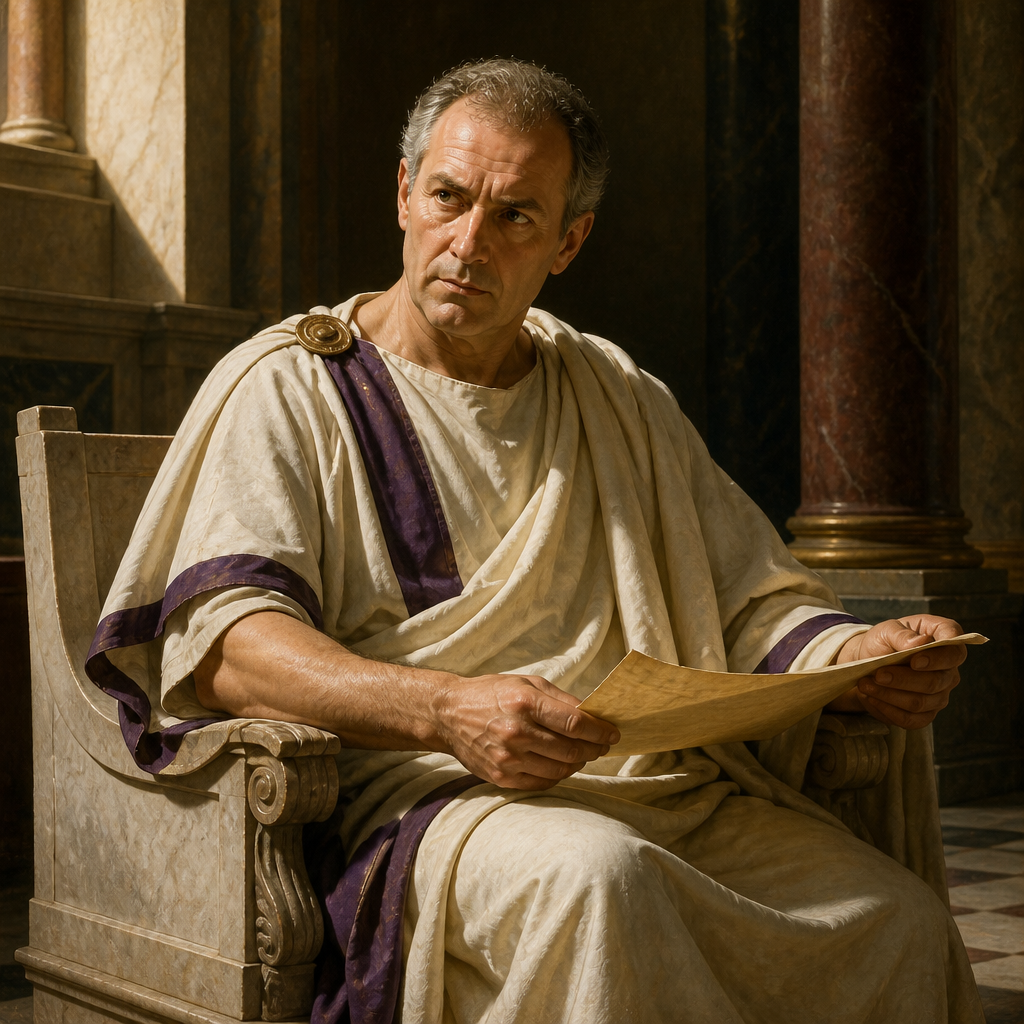 Oil-painting style portrait of Festus, Roman governor who sent the Apostle Paul to Rome for trial