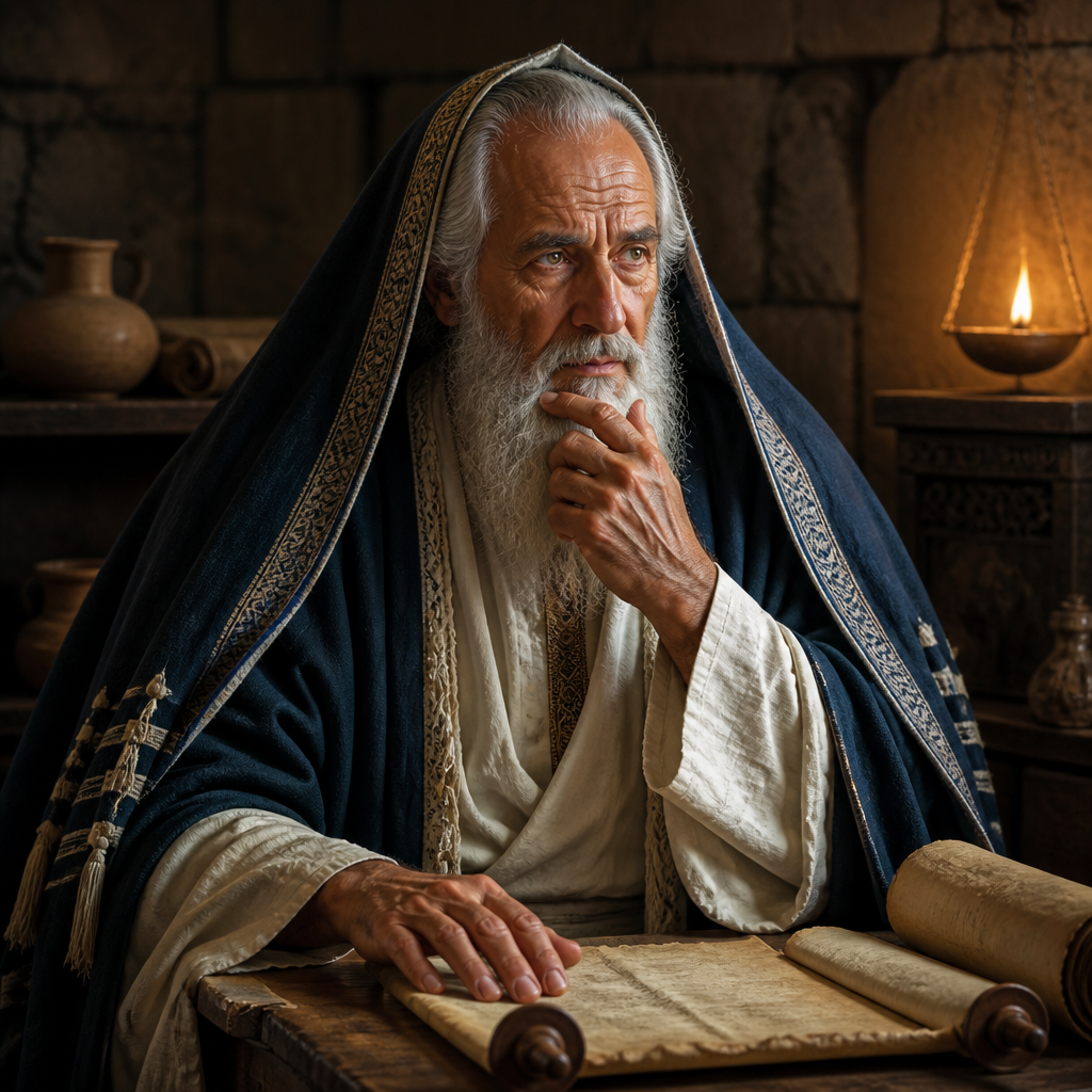 Oil-painting style portrait of Gamaliel, Teacher of the Law, Pharisee and teacher who mentored the Apostle Paul and advocated for the apostles' release