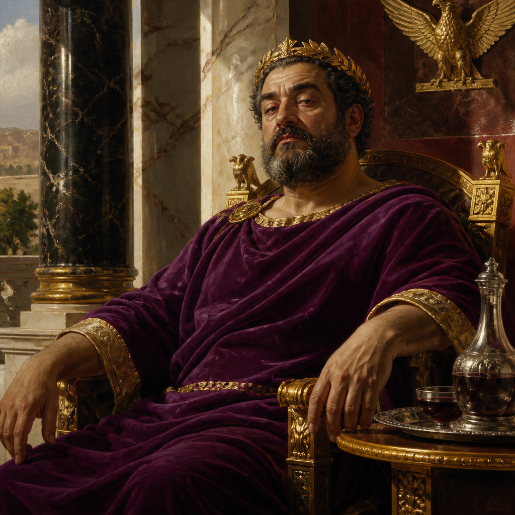 Oil-painting style portrait of Herod the Tetrarch, Tetrarch of Galilee who executed John the Baptist and mocked Jesus Christ