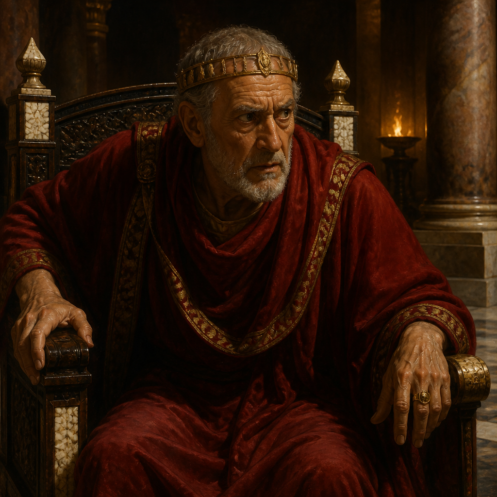 Oil-painting style portrait of Herod, King of Judea, King of Judea who ordered the Massacre of the Innocents