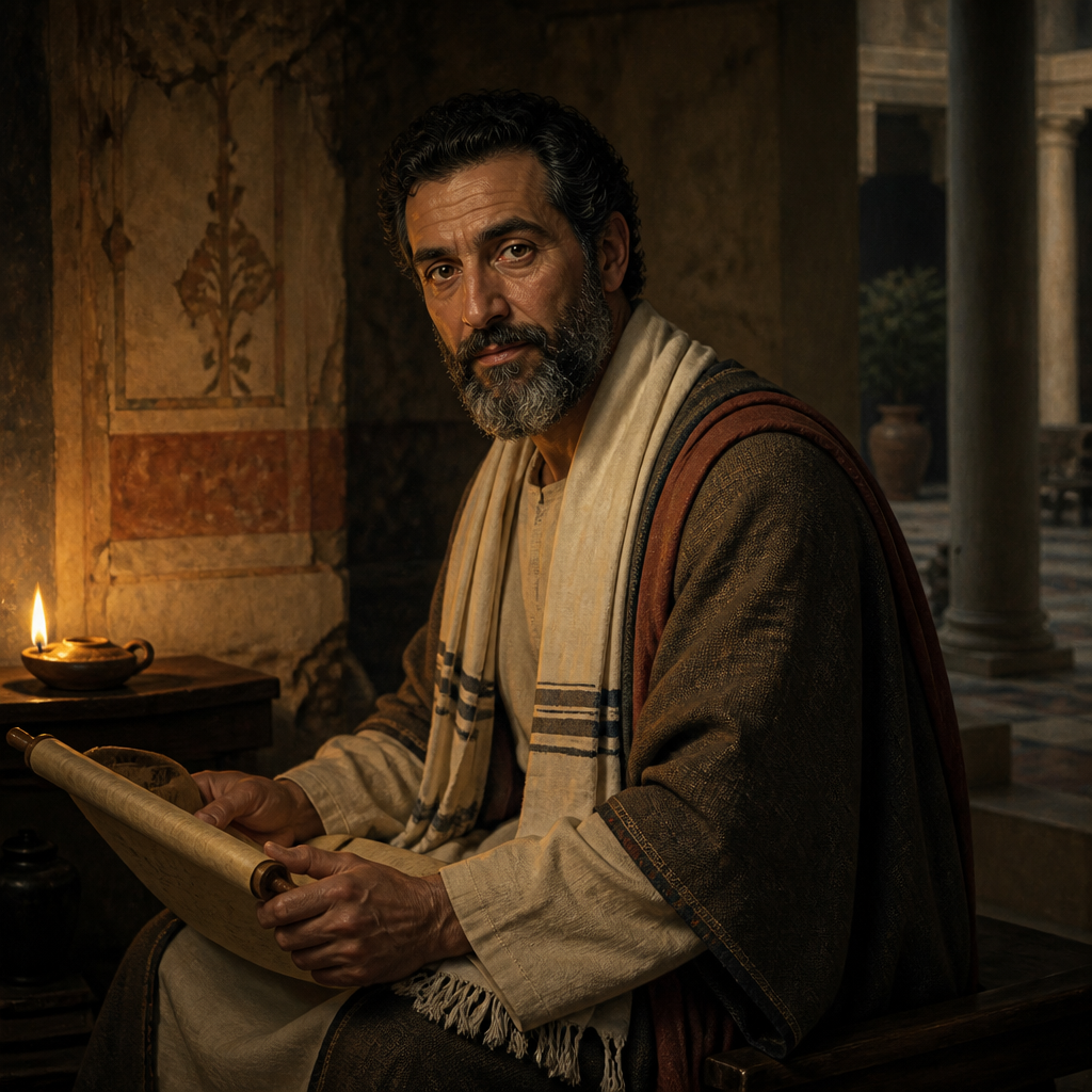 Oil-painting style portrait of Herodion, Jewish Christian in Rome greeted by the Apostle Paul in his letter to the Romans