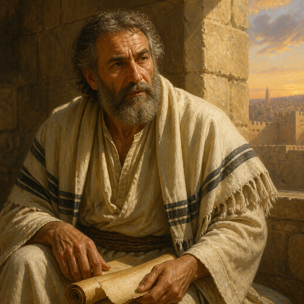 Oil-painting style portrait of James, Brother of Jesus, Brother of Jesus and leader of the Jerusalem church who presided over the Council of Jerusalem
