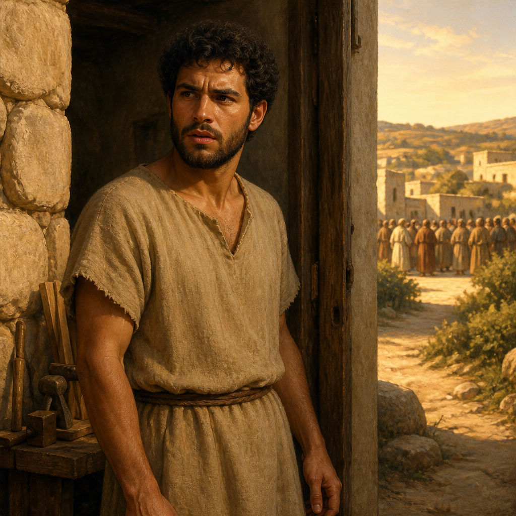 Oil-painting style portrait of Joses, Sibling of Jesus, Brother of Jesus named during the rejection at Nazareth