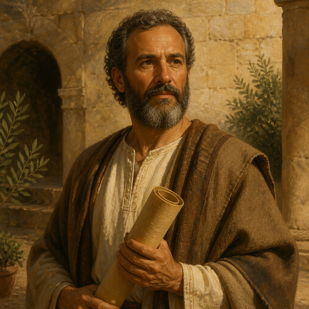 Oil-painting style portrait of Judas Barsabbas, Prophet of the Early Church, Prophet and leader who delivered the Jerusalem Council's decree to Antioch