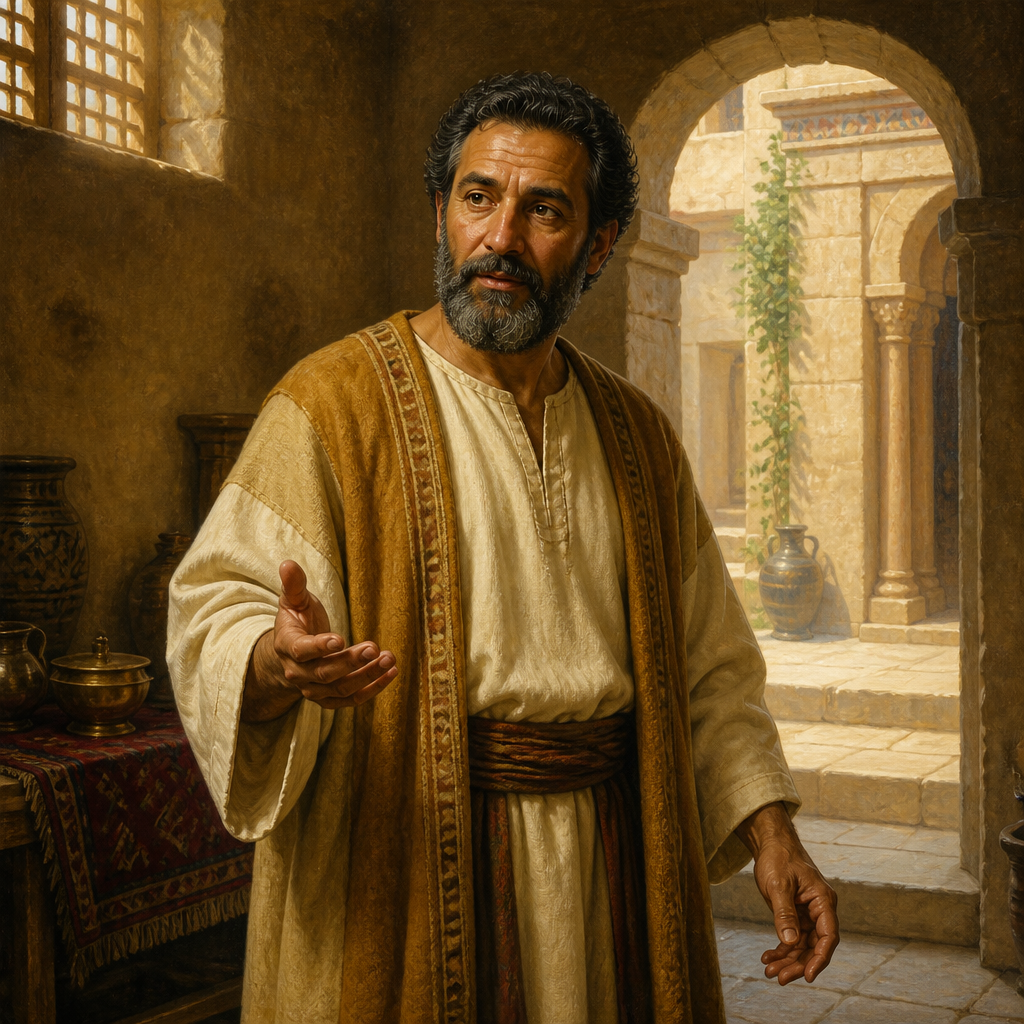 Oil-painting style portrait of Judas, Resident of Straight Street, Host of Saul of Tarsus on Straight Street in Damascus
