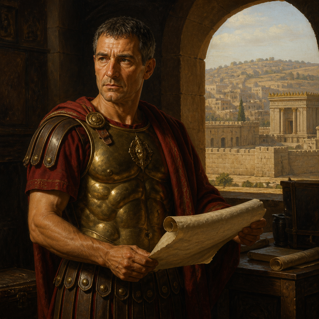 Oil-painting style portrait of Claudius Lysias, Roman commander who rescued Paul from a Jerusalem mob