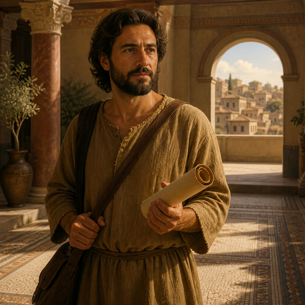 Oil-painting style portrait of Mark, Missionary companion of Paul and Barnabas whose departure caused a rift between the two leaders