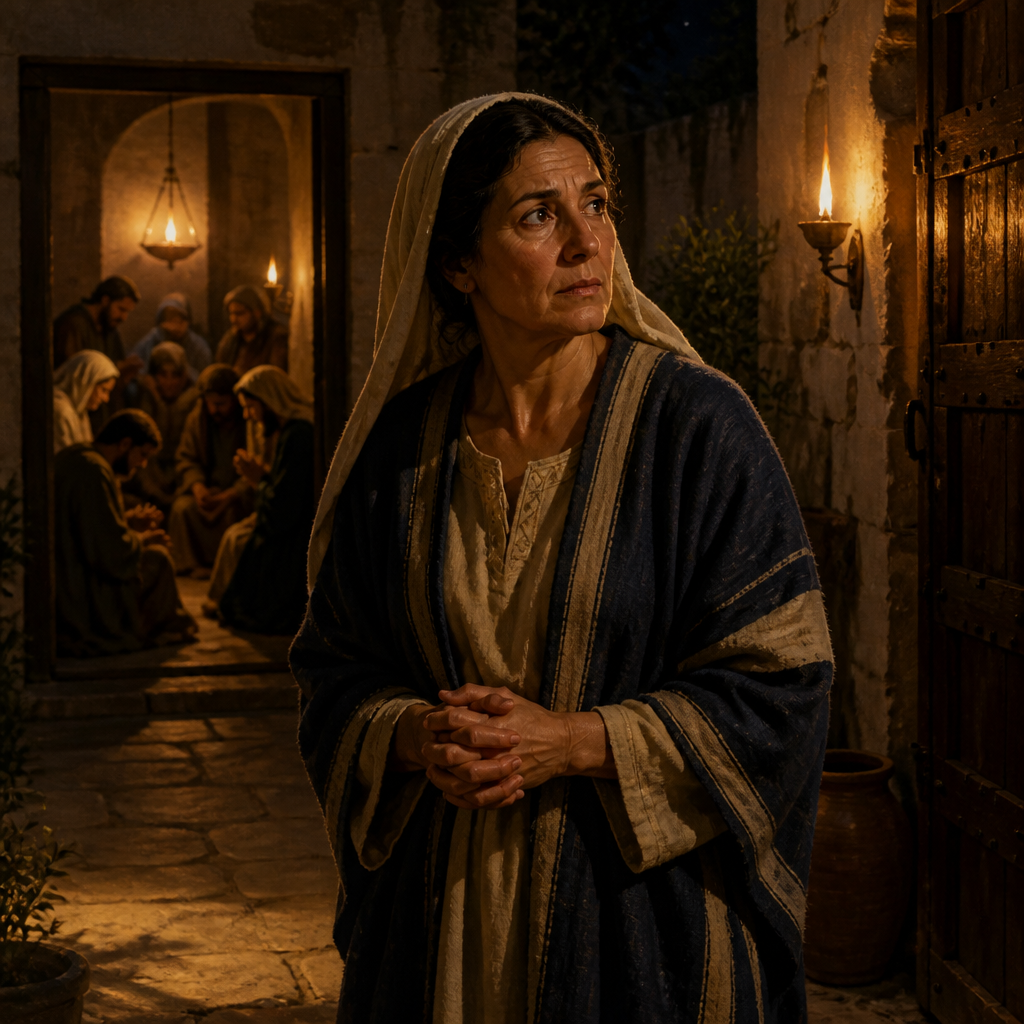 Oil-painting style portrait of Mary, Mother of John Mark, Mother of John Mark whose Jerusalem home served as a meeting place for the early church