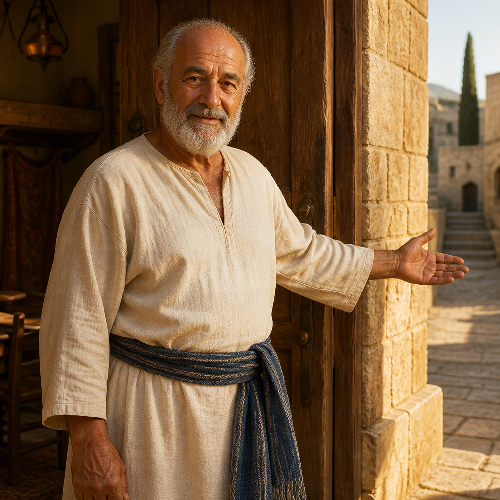 Oil-painting style portrait of Mnason, Cypriot disciple who hosted the Apostle Paul in Jerusalem