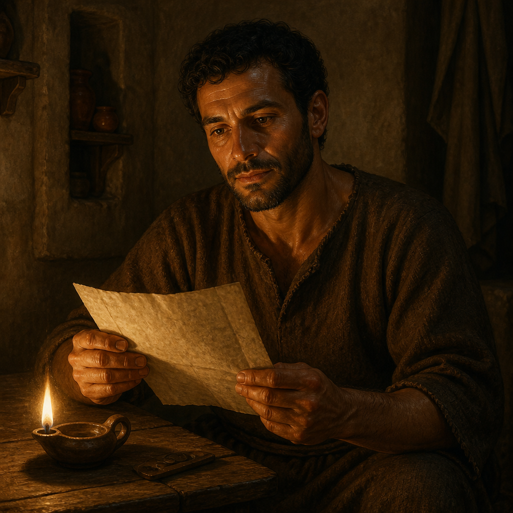 Oil-painting style portrait of Nereus, Christian in Rome greeted by the Apostle Paul in the Epistle to the Romans