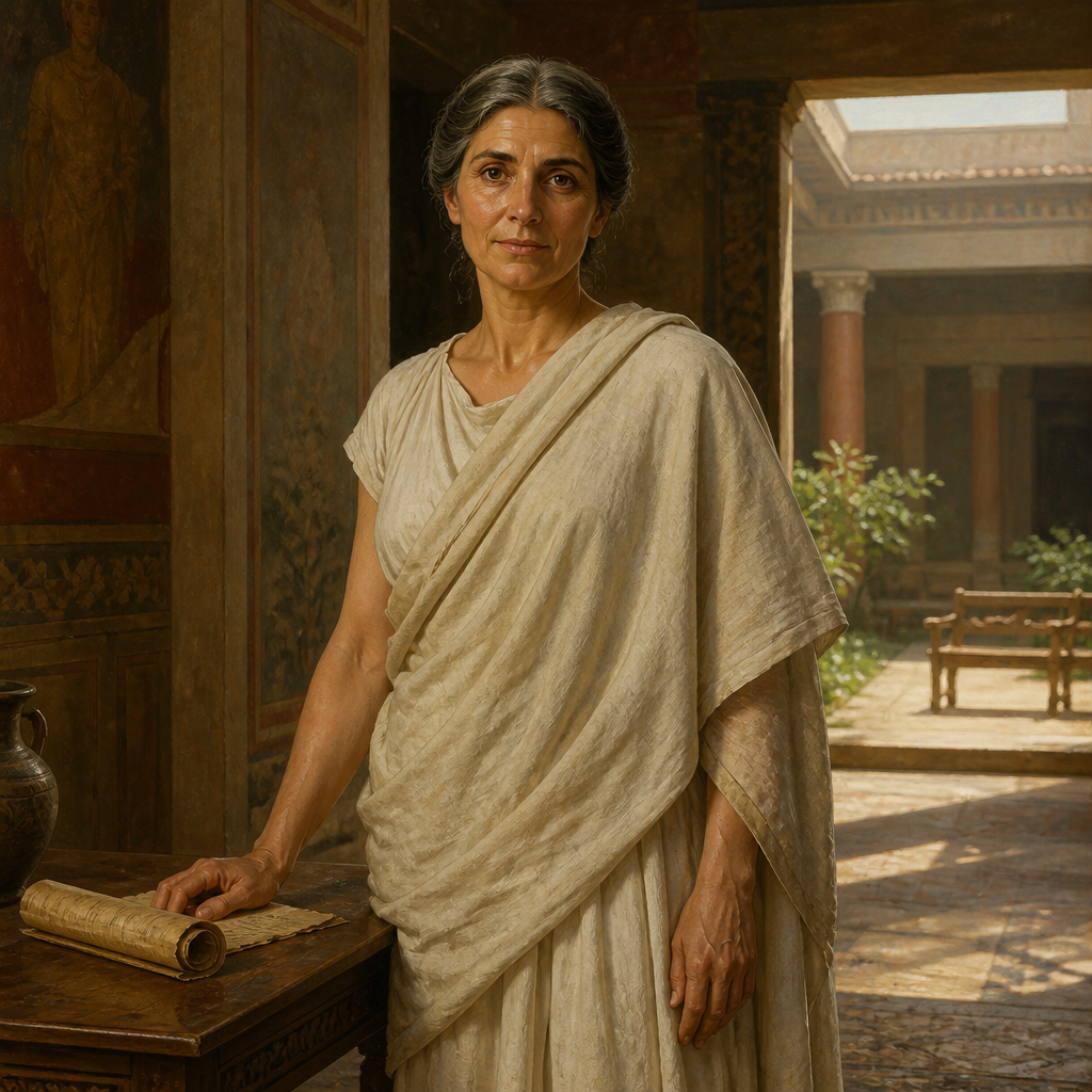 Oil-painting style portrait of Nympha, Host of a house church in Laodicea mentioned by the Apostle Paul